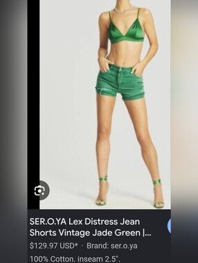 SER.O.YA Teal Distressed Denim Shorts